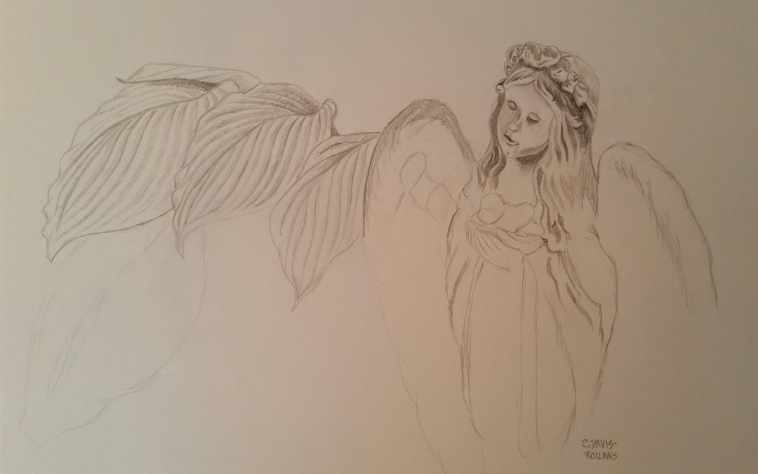 Angel with Hosta (Flower Study #6)